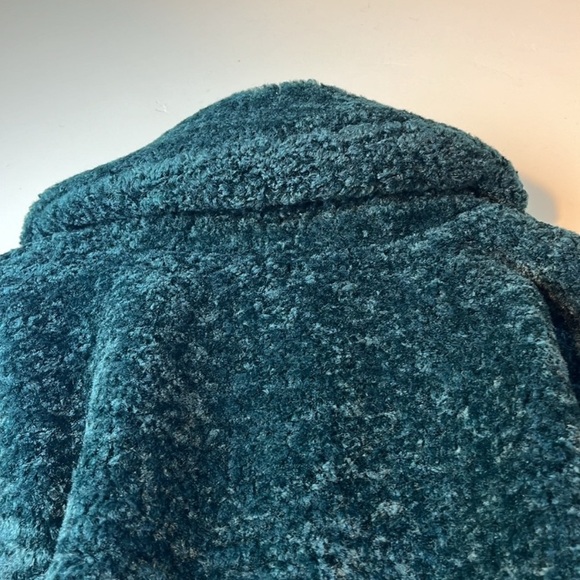 Tahari Dark Green Faux Fur Shearling Teddy Coat - Picture 8 of 13